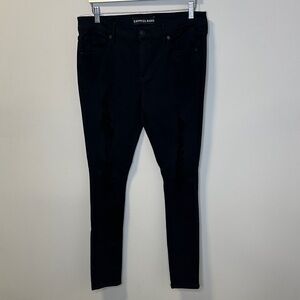 Express Black Distressed Skinny Jean Legging Mid Rise